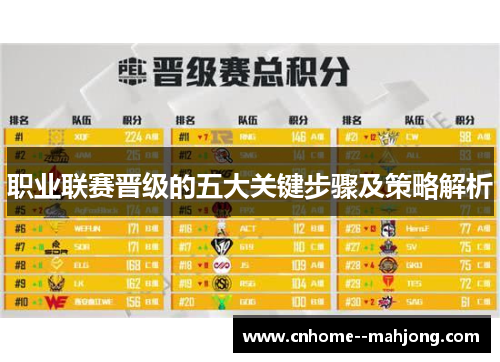 职业联赛晋级的五大关键步骤及策略解析 职业联赛晋级的五大关键步骤及策略解析