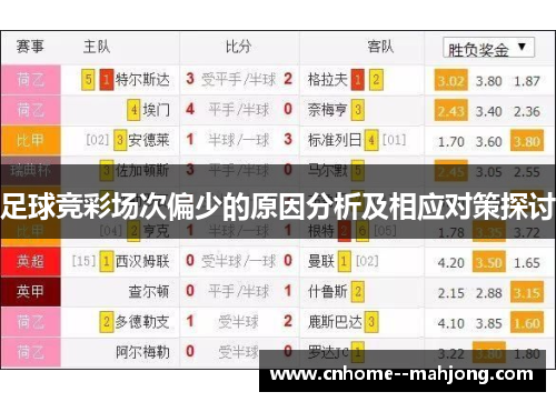 足球竞彩场次偏少的原因分析及相应对策探讨 足球竞彩场次偏少的原因分析及相应对策探讨